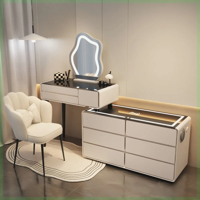 Dresser Bedroom Makeup Table Princess Wind Wireless Charging Bluetooth Audio Modern Simple Desk Cloud Mirror