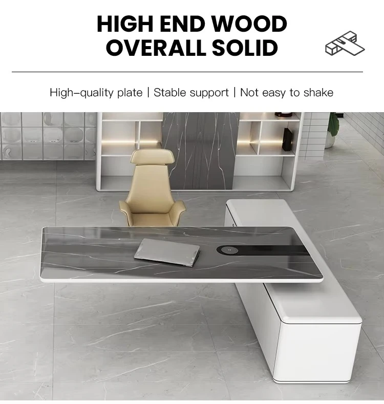 Luxury Modern Nordic Home Adjustable Wireless Charger High Tech Executive Office Desk L Shaped Workstation Furniture Table Set