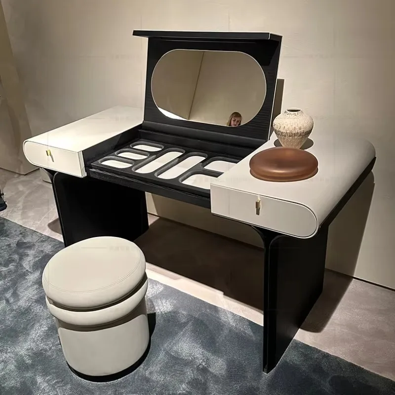 Nordic Foldable Dressers Mirror Organizers Modern Hidden Storage Vanity Desk Bedroom Makeup Girls Coiffeuse De Chambre Furniture