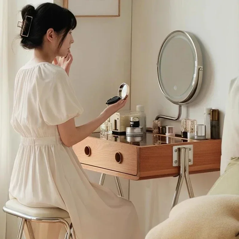 Wall-Mounted Vanity Desk With Foldable Mirror Space-Saving Makeup Station Tocador De Maquillaje Vanity Makeup Desk Penteadeira