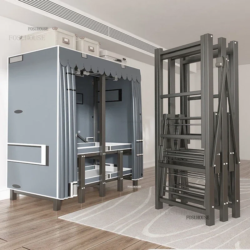 Bedroom Wall Open Storage Wardrobe Home Rental Full Steel Frame Strong and Durable Wardrobe Foldable Wardrobes Bedroom Furniture