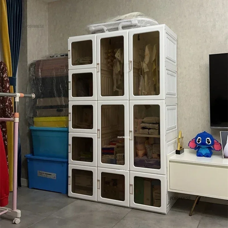 Nordic Foldable Wardrobes Rental Room Minimalist Wardrobe Free Installation Light Luxury Bedroom Furniture Assembly Open Closet