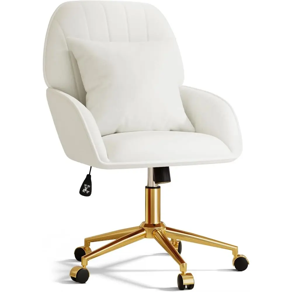 Elegant Velvet Swivel Chair with Adjustable Wheels for Makeup Vanity and Office Use