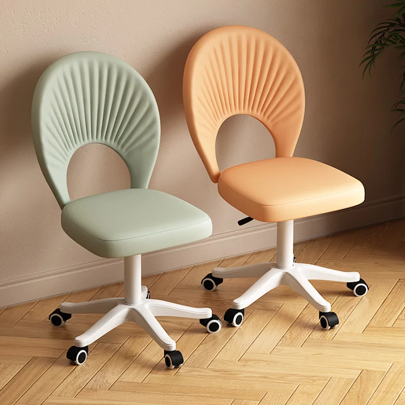 Cream Aesthetic Makeup Chair for Girls Bedroom Adjustable Swivel Rolling Chair Ergonomic Computer Chairs Simple Office Furniture