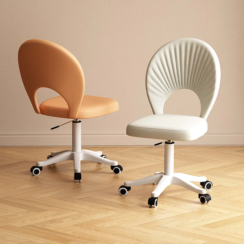 Cream Aesthetic Makeup Chair for Girls Bedroom Adjustable Swivel Rolling Chair Ergonomic Computer Chairs Simple Office Furniture