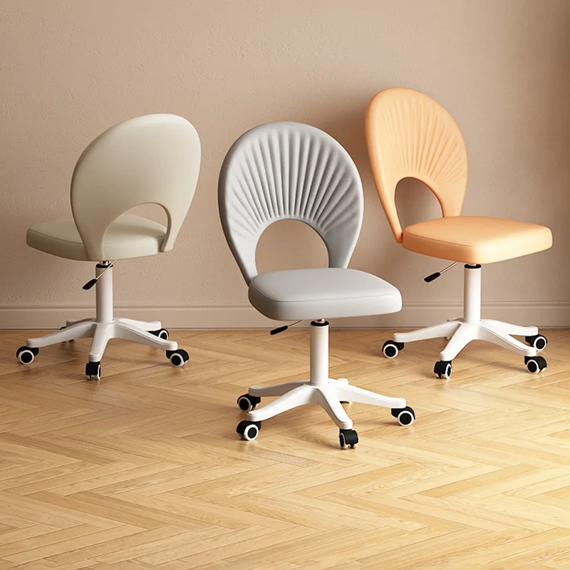 Cream Aesthetic Makeup Chair for Girls Bedroom Adjustable Swivel Rolling Chair Ergonomic Computer Chairs Simple Office Furniture