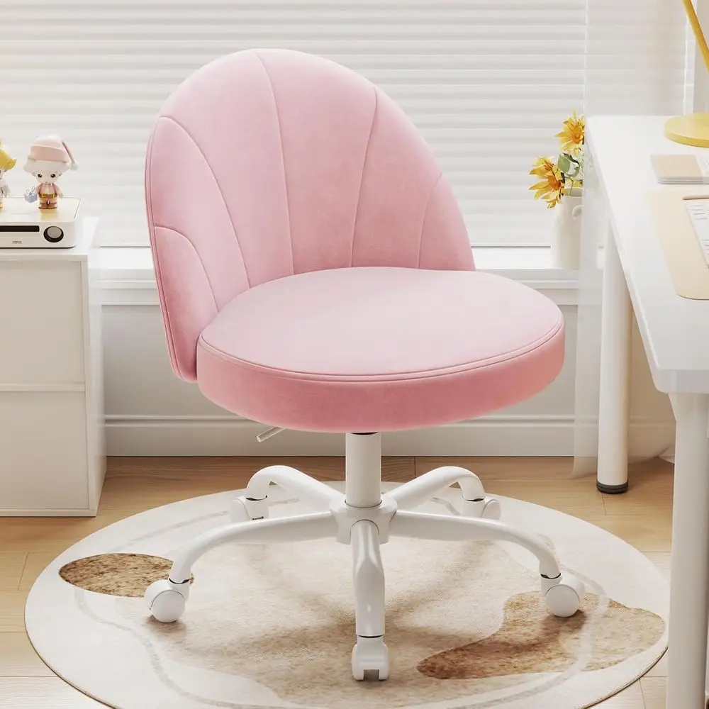 Velvet Vanity Chair with Wheels, Height Adjustable Swivel Makeup Chair, ArmlSmall Desk Chair or Bedroom/Oice/Vanity Table, 250 l