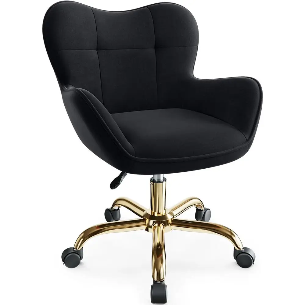 Vanity Chair with Wheels, Cute Home Oice Desk Chairs Adjustable Height or Living Bedroom, Small ern luy Velvet Makeup Chair with