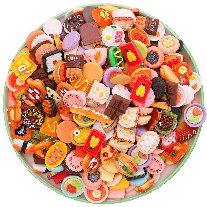 Miniature Food Toys Mixed Resin Food Dolls Kitchen Pretend Toys Suitable for Dollhouse Kitchen Toys Resin Miniature Food