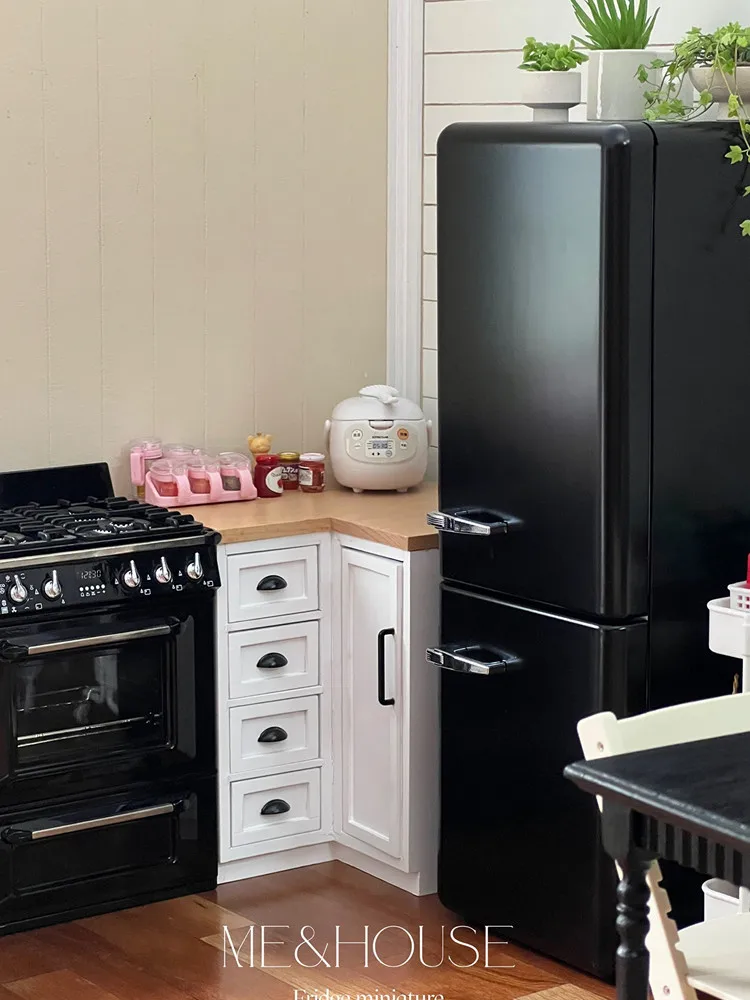 1/6 Doll House Model Furniture Accessories Metal Refrigerator With Light Kitchen Appliances Bjd Ob11 Gsc Blyth Lol Miniatures