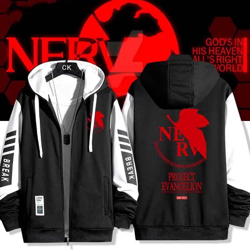 Cartoon Neon Genesis Evangelion Hooded Cardigan Sweater Jacket Anime Peripheral EVA-01 2D Outerwear Jacket Boys Clothing Gift