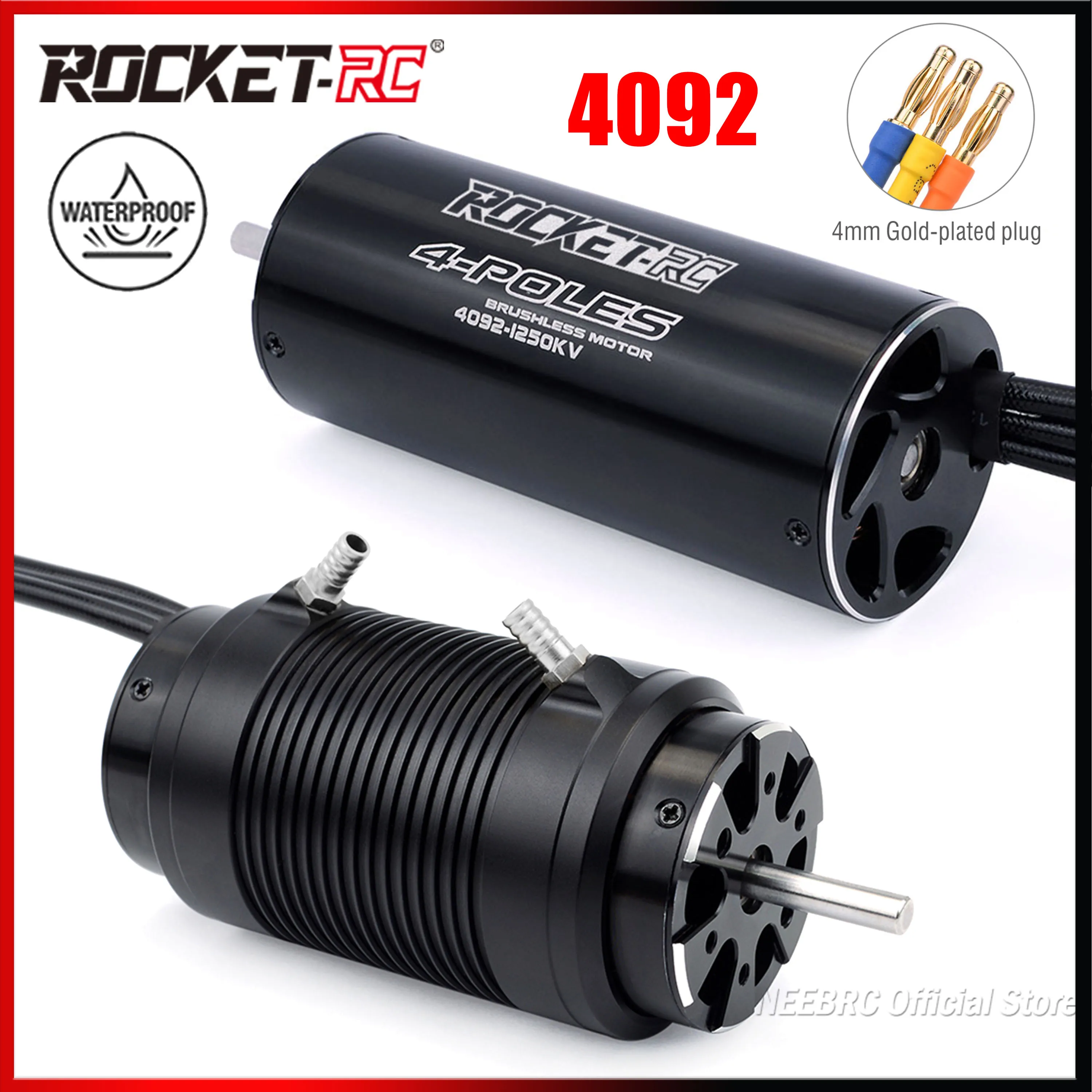 Rocket-RC 4092 1250KV 1520KV Waterproof Sensorless Brushless Motor 40-L Water Cooling Jacket for 1000mm(or Above) RC Boat Part