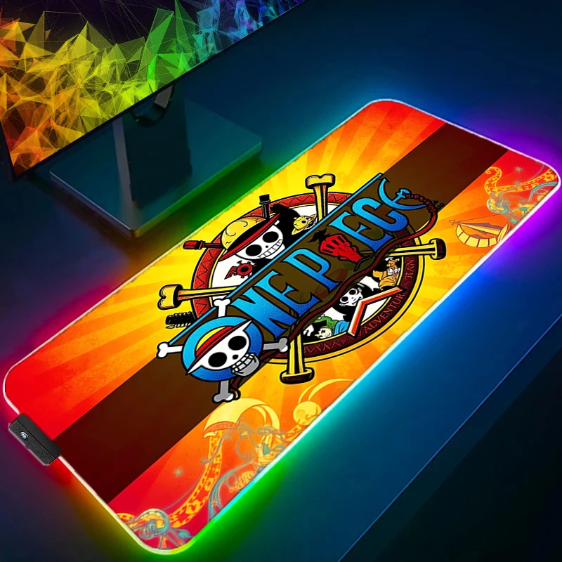 RGB LED Anime Mouse Pad Office Desk Mat Computer Game Mousepad Rubber Keyboard Pad PC Accessories Mouse Mat One Piece Tablet Pad