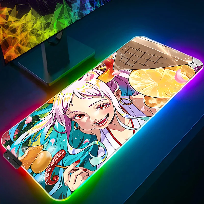 LED RGB Mouse Pad Office Desk Mat Computer HD Mousepad Rubber Keyboard Pad PC Accessories One Piece Yamato Mouse Mat Tablet Pad