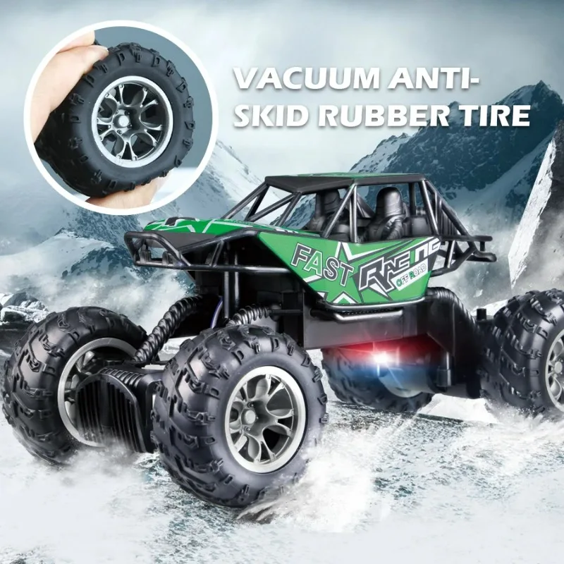 4-Way Remote Control Car with Light Anti-Slip Rubber Tire Outdoor Off-Road Climbing Boy Toy Car Model