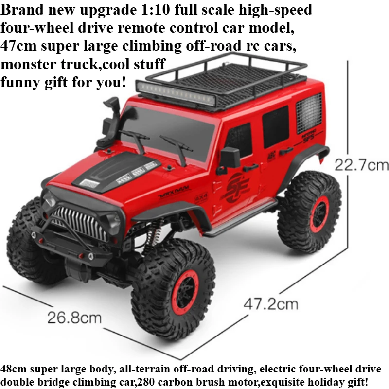 Cool Stuff Toy Car Funny Gift-1:10 Full Scale 4WD Rc Cars,48cm Off-road Rc Truck,Remote Control Car,Monster Truck,Toys for Kids