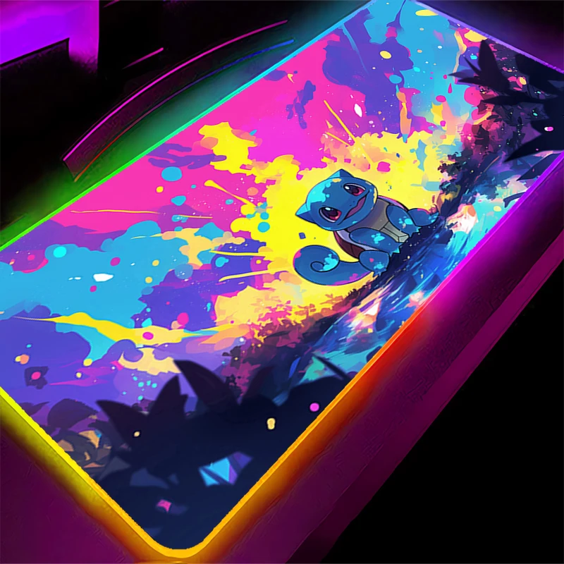 LED XXL Mouse Pad Pokemon 90x40cm Anime Gamer Mini Pc Computer RGB Mousepad Gaming Accessories Tablet Varmilo Keyboard Backlight