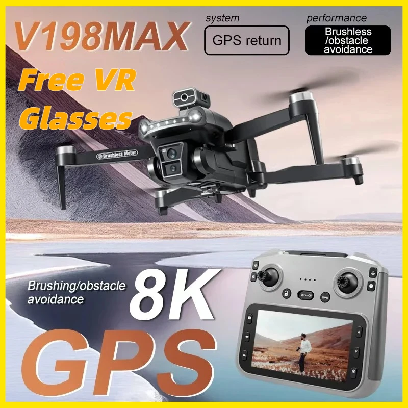 VEVLO 2026 V198 MAX Drone 8K/4K HD FPV Brushless Laser Obstacle Avoidance Optical Flow Foldable Mini RC Quadcopter for xiaomi VR