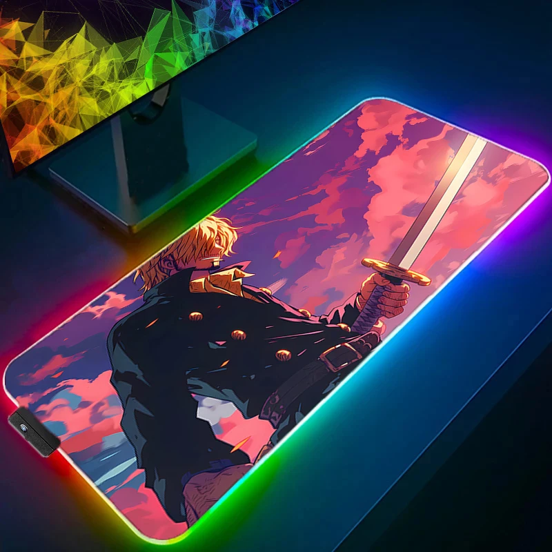 RGB LED Mouse Pad Office Desk Mat Rubber One Piece Sanji Keyboard Pad Computer Game Mousepad PC Accessories Mouse Mat Tablet Pad