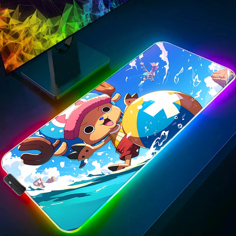 RGB LED Mouse Pad Laptop Keyboard Pad PC Accessories HD Mousepad Non-Slip Tablet Pad Gaming One Piece Tony Tony Chopper Desk Mat