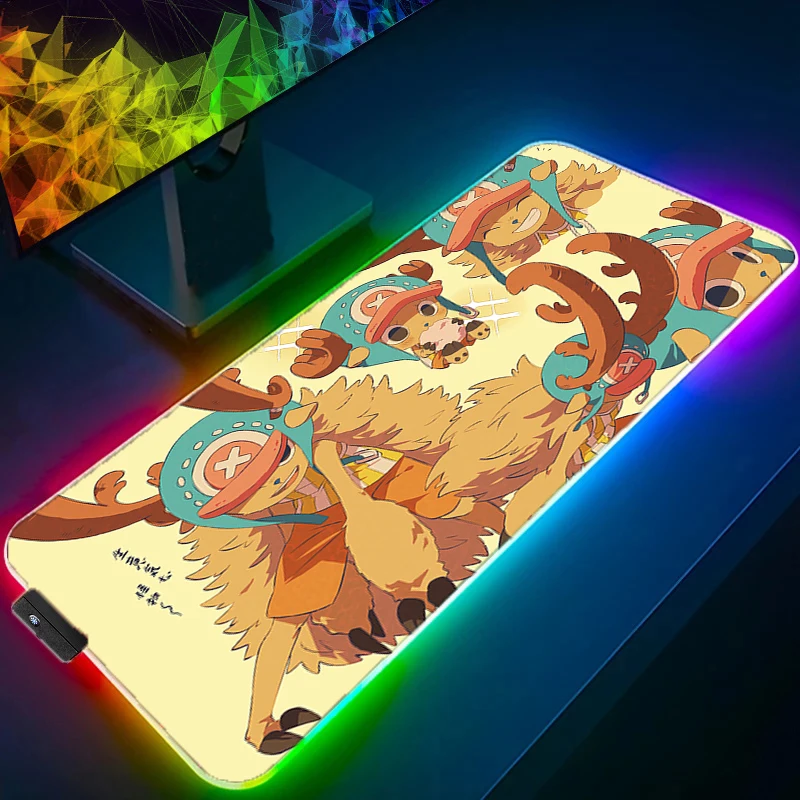 RGB LED Mouse Pad Laptop Keyboard Pad PC Accessories HD Mousepad Non-Slip One Piece Tony Tony Chopper Tablet Pad Gaming Desk Mat