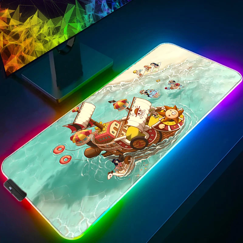 RGB LED Mouse Pad Office Desk Mat One Piece Computer Game Mousepad Rubber Anime Keyboard Pad PC Accessories Mouse Mat Tablet Pad