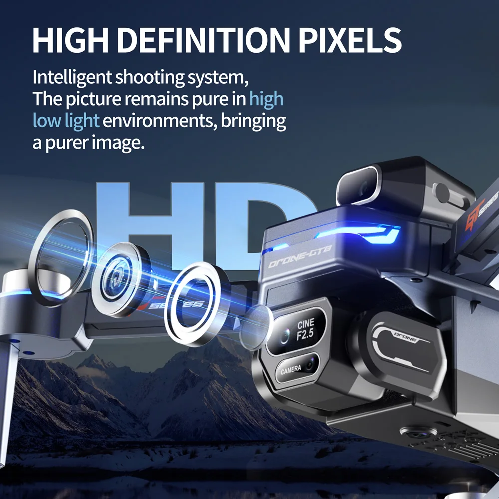 GT8 Mini Drone 4k WIFI FPV Easy Fly RC Helicopter Brushless ESC Lens Optical Flow Obstacle Avoidance Quadcopter With Dual Camera