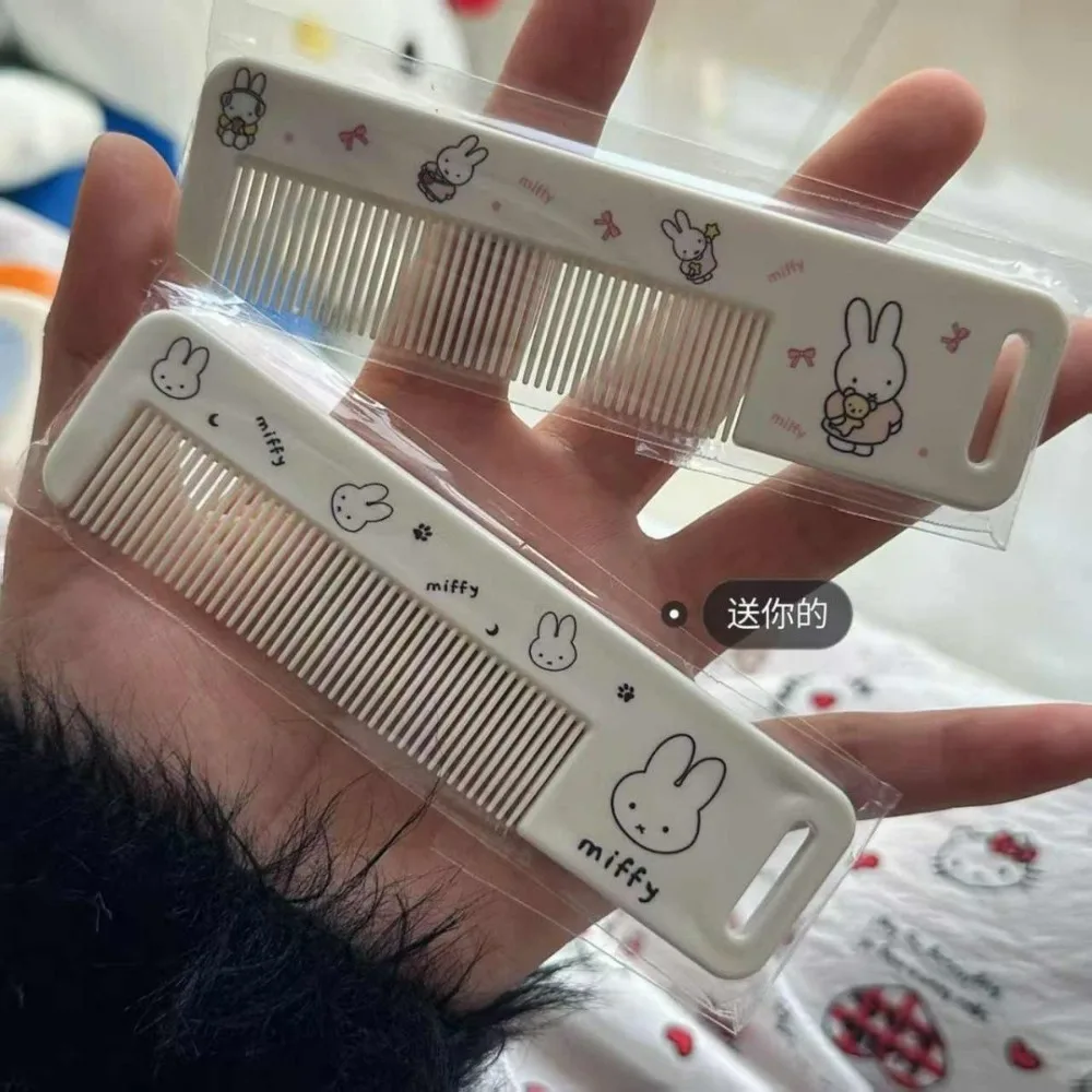 2pcs Miffy Style Comb Cute Cartoon Kawaii Comb Portable Mini Hair Comb for Student Home Daily Grooming Lightweight Travel Gift