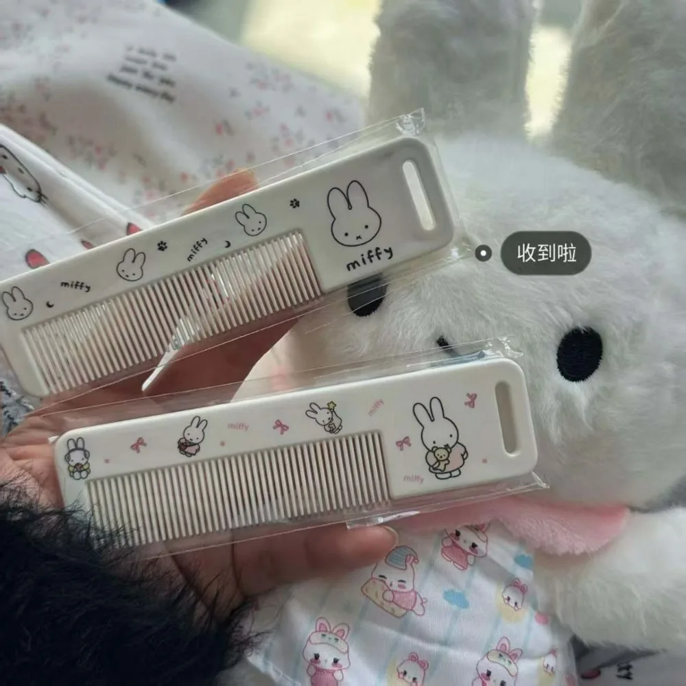 2pcs Miffy Style Comb Cute Cartoon Kawaii Comb Portable Mini Hair Comb for Student Home Daily Grooming Lightweight Travel Gift