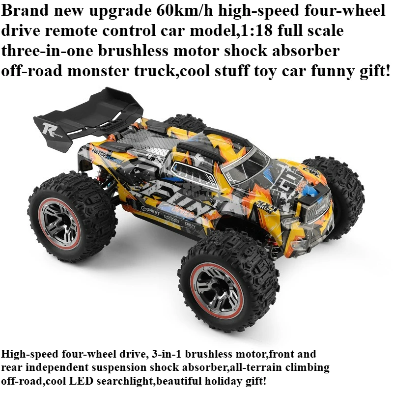 Cool Stuff Toy Car Funny Gift-60km/h High-speed 4WD Rc Truck,Kawaii 1:18 Full-scale Off-road Rc Cars,Monster Truck,Toys for Kids