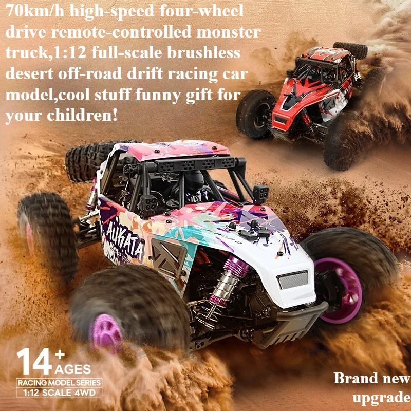 Cool Stuff Toy Car Funny Gift-70km/h High-speed 4WD Rc Truck,1:12 Full-scale Desert Off-road Rc Cars,Monster Truck,Toys for Kids