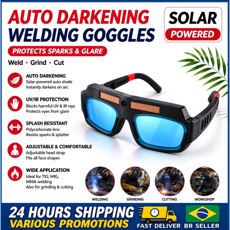 Anti-Glare Auto Darkening Welding Eyewear Goggles, True Color Vision Solar-Powered Eye Protection Welding EyewearMT320