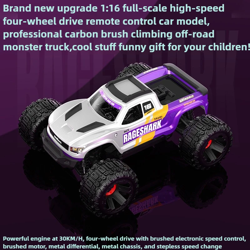 Cool Stuff toy car Funny Gift-New 1:16 Full Scale High-speed 4WD Rc Truck,Carbon Brush Off-road Rc Cars for Adults,Monster Truck