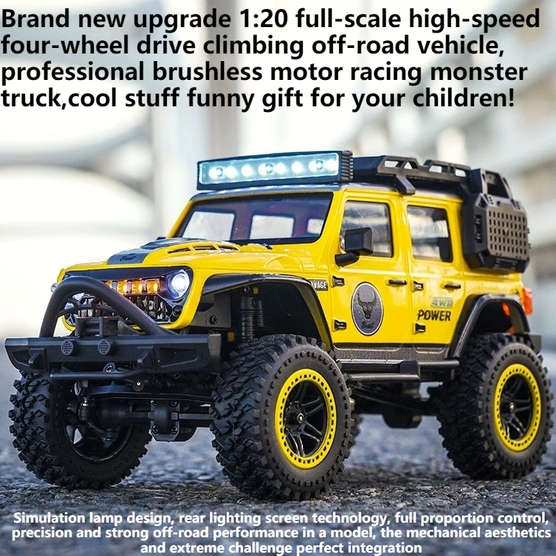 Kawaii Toy Car Funny Gift-Upgrade 1:20 Full Scale 4WD Rc Truck,Brushless Climbing Off-road Rc Cars,Monster Truck,Toys for Kids