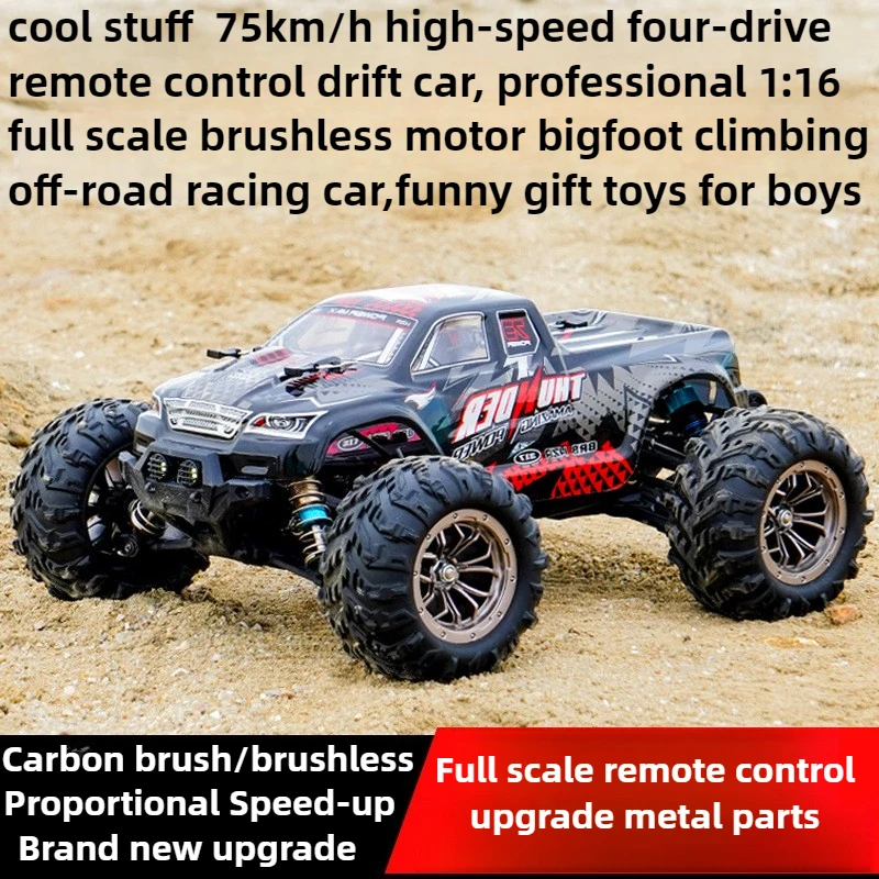Cool Stuff Toy Car Funny Gift-75km/h High-speed 4WD Rc Truck,1:16 Brushless Climbing Off-road Rc Drift Car,Rc Cars Toys for Boys