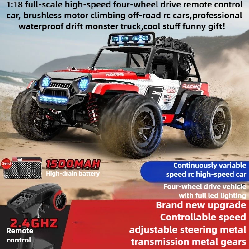 Kawaii Toy Car Funny Gift-100km/h High-speed 4WD Rc Cars,1:18 Full-scale Brushless Off-road Rc Truck,Monster Truck,Toys for Kids