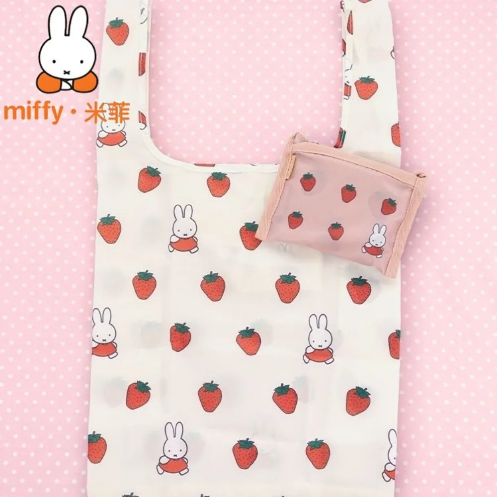 New Miffy Large Capacity Foldable Shopping Bag Eco Reusable Tote Bag Portable Handbag for Women Lightweight Grocery Storage Bag
