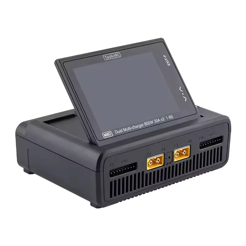 ToolkitRC M8D Dual Channel Smart Balance Charger 800W×2 30A 1-8S High Power Fast Charger for RC Drone Car