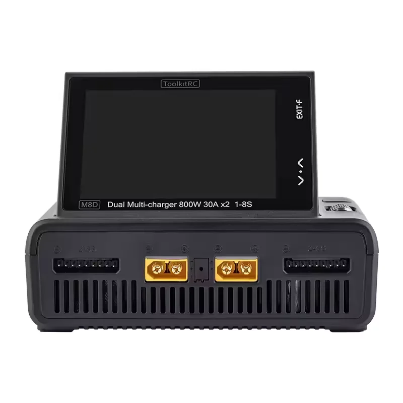 ToolkitRC M8D Dual Channel Smart Balance Charger 800W×2 30A 1-8S High Power Fast Charger for RC Drone Car