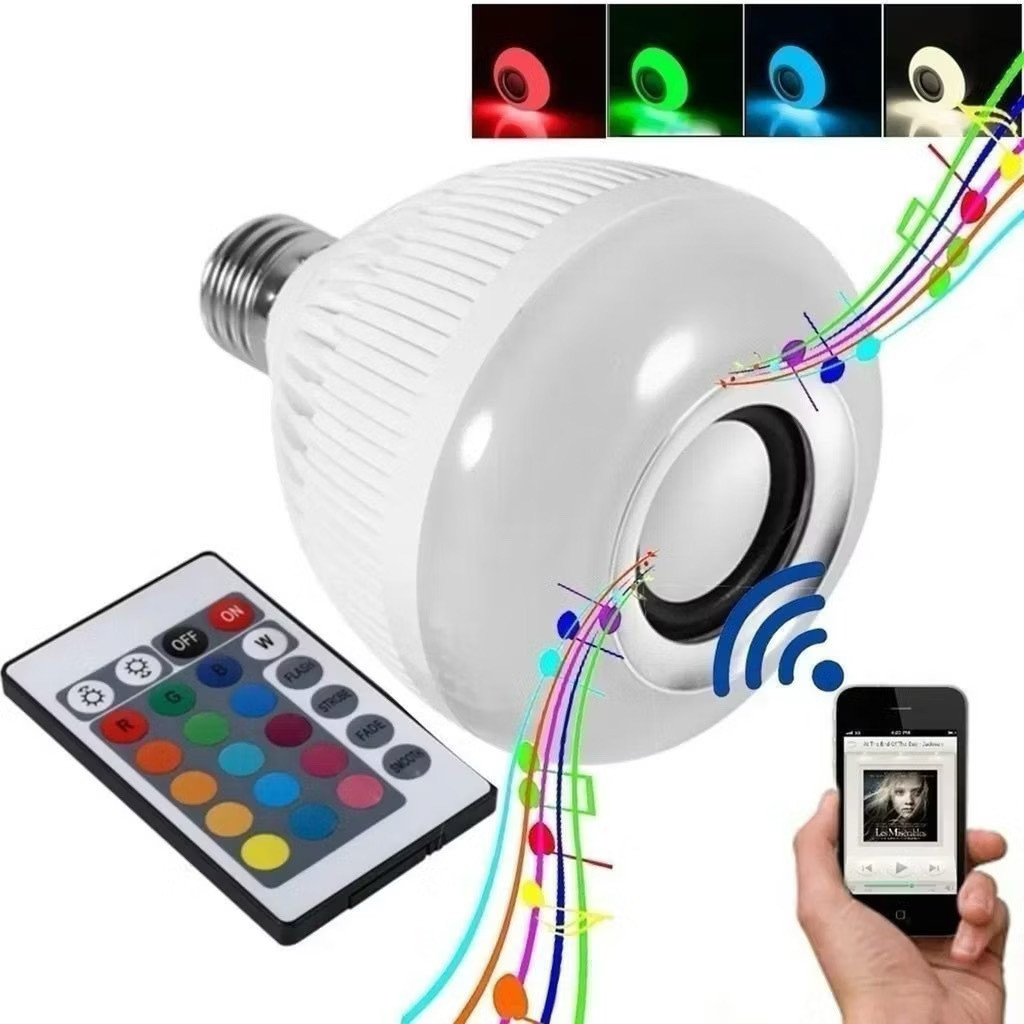 Lâmpada Led Musical Bluetooth Com Controle Remoto Music Bulb WJ-L2