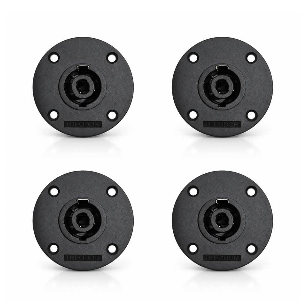 04 Conectores Speakon Speaker Profissional Painel Fêmea Redondo 4 Vias Para Som