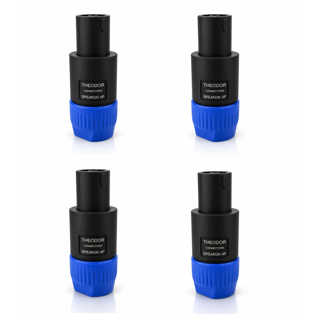 Kit Com 04 Plugs Speakon Speaker  Conector 4 Vias 4 Polos Macho Linha