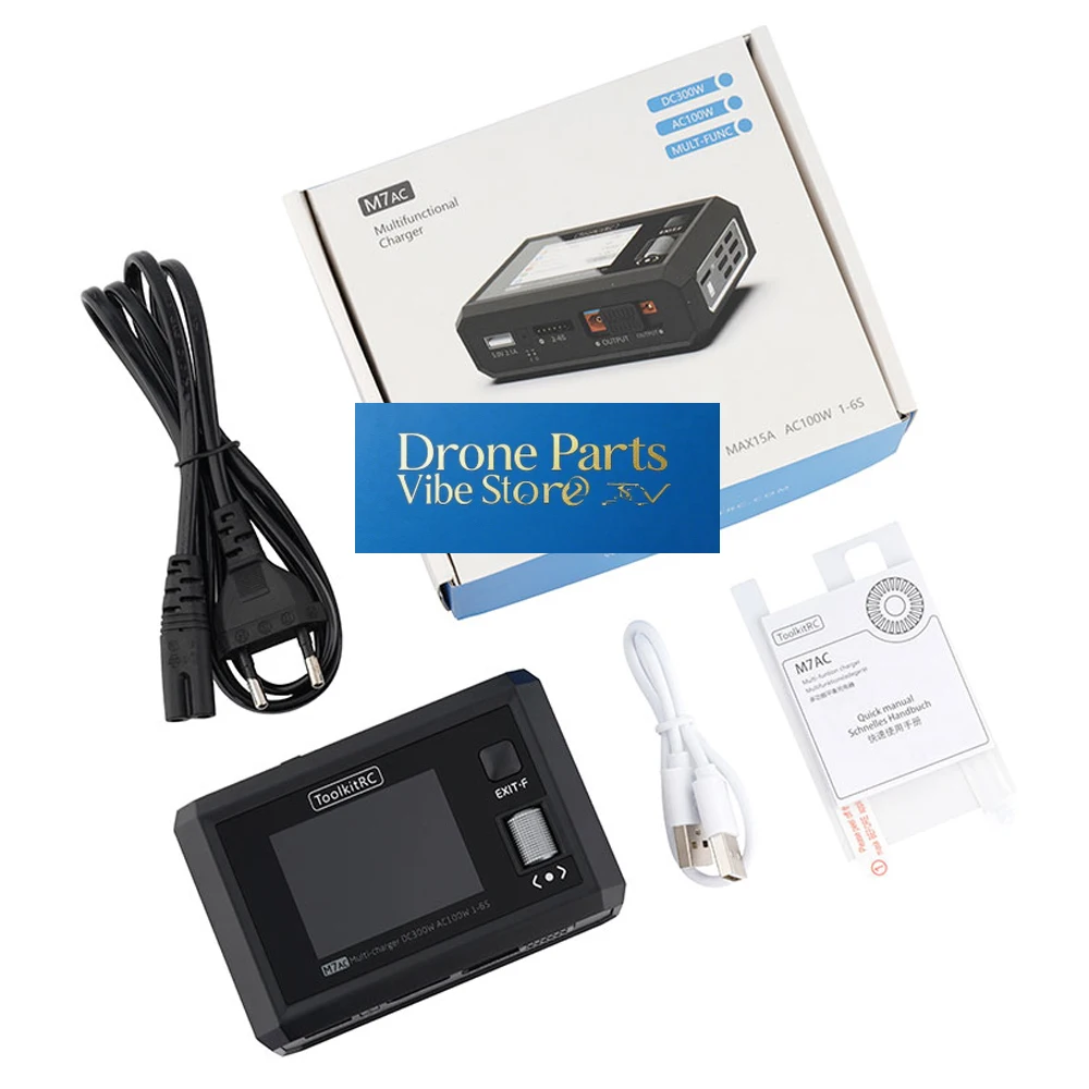 DronePToolkitRC M7AC AC100W / DC300W 2-6S Dual Channel Multifunction Smart Battery Charger XT30/XT60 For RC FPV Drone Boat Car