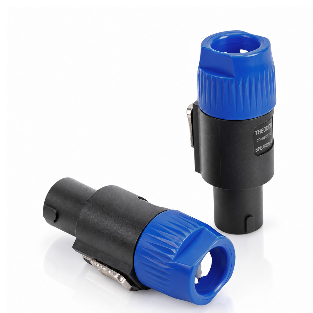 02 Plugs Conector Speakon Speaker 4 Vias 4 Polos Macho Linha Preto e Azul