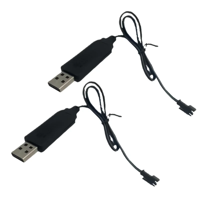 2Pcs 3.7V Battery Charger Cable SM-2P Keyed USB for RC Toys Drone Smart Safety Protection  Accessories