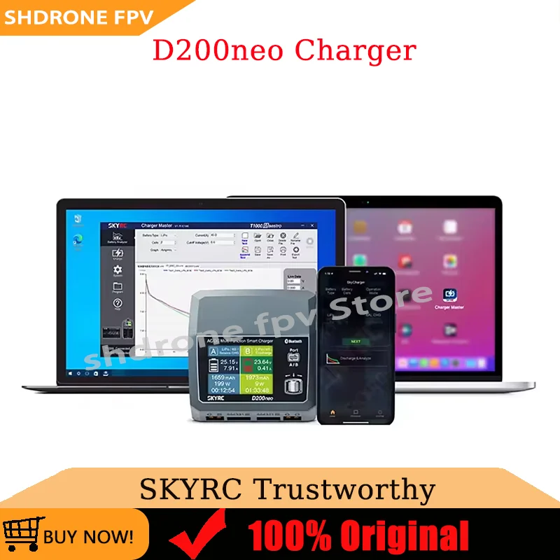 SkyRC D200neo Multi-Function Smart Charger DC10-30V/AC100-240V AC 200W/DC 800W for RC Model Car Drone LiPo Battery