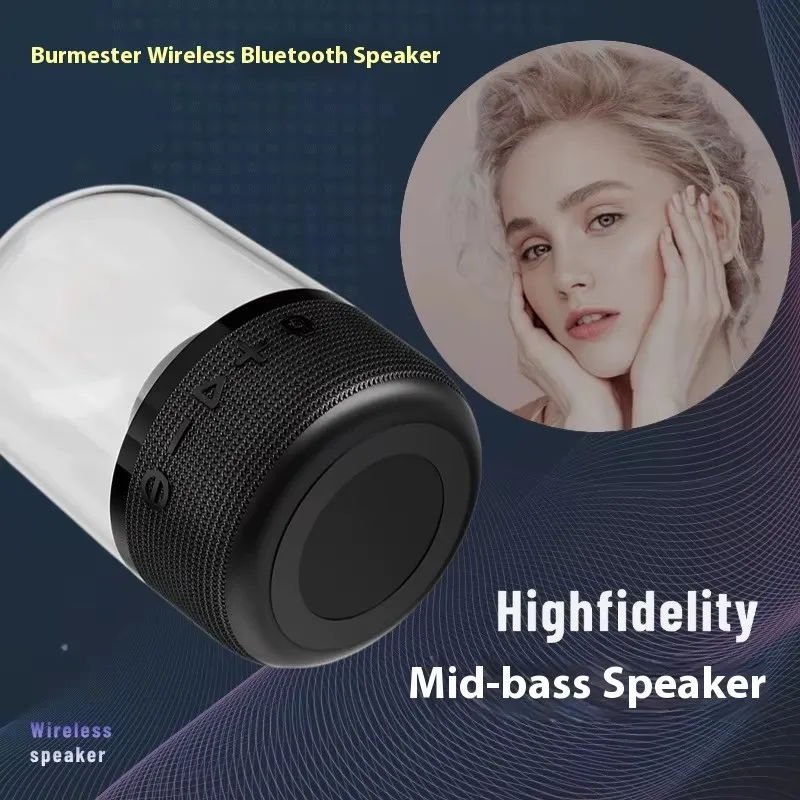 RGB Mini Gaming Bluetooth Speaker 8W Powerful Bass Glass Soundbar for Music Kids PC Desktop Portable TF Card Audio with Lights