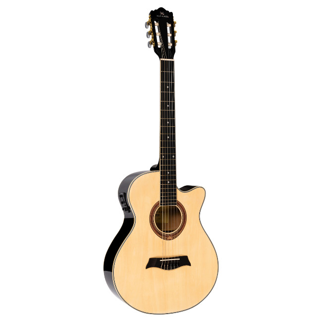 Violão Eletroacústico Michael VMY340 Mini Jumbo Cutaway Nylon Natural Brilhante