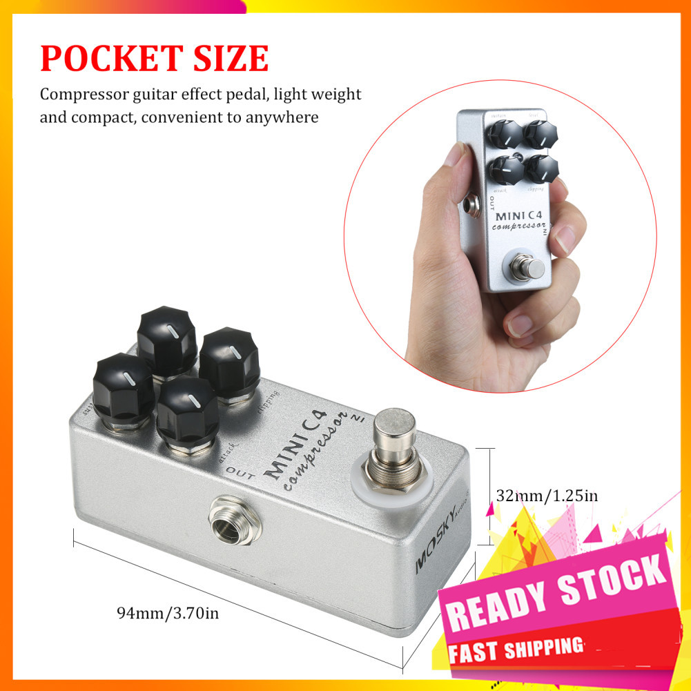 gfgfgfgg MOSKYAudio MINI C4 Compressor Pedal de efeito de guitarra True Bypass