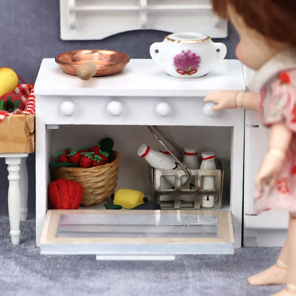 1/12 Dollhouse Miniature Accessories Mini Wooden Gas Stove Model Simulation Kitchen Furniture Toys for Doll House Decoration
